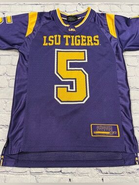 LSU Tigers Purple & Gold Youth Mesh Football Jersey #5 EUC
